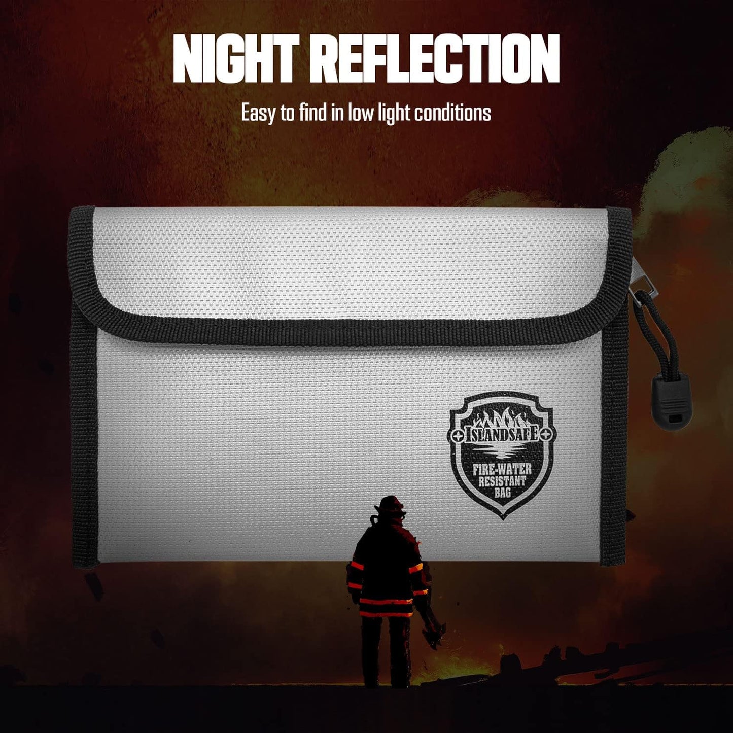 Fireproof Document Bag (5x8 inch), Waterproof Money Bag Pocket with Zipper Closure, Storage Pouch for Valuables, A4 A5 Document File, Cash, Credit Card, Passport (Grey)