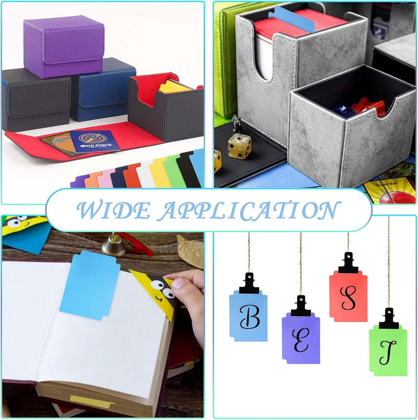 150 PCS Trading Card Dividers Multicolor Plastic Playing Card Separators with Tabs Card Box Dividers for Office Games Sports Cards, Cards Gathering Storage Supplies, 10 Colors, 2.7 x 3.8 Inch