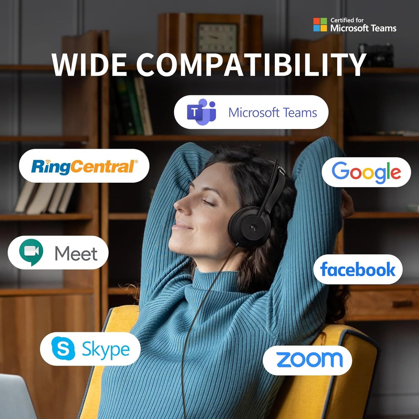 Yealink UH37 Professional USB Headset with Microphone for PC Laptop Noise Cancelling & Volume Control VoIP Skype Teams Online Conference(Mono)(USB-A)