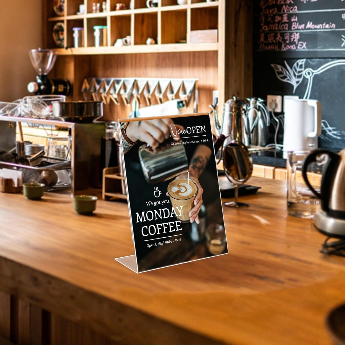 Acrylic Sign Stand Holders - 8.5 x 11 Inches Clear Plastic Table Paper Display Stand, Suit for Displaying Posters, Picture, Flyers, Menu - 24 Pack