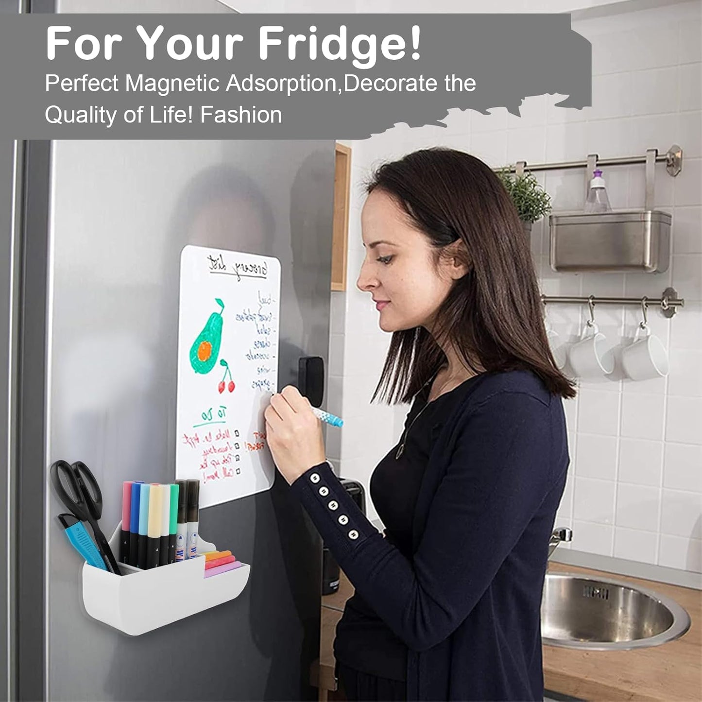 Cloud Style 3 Compartment Magnetic Dry Erase Marker Holder, Pen Pencil Organizer for Refrigerator, Whiteboard, Locker Accessories