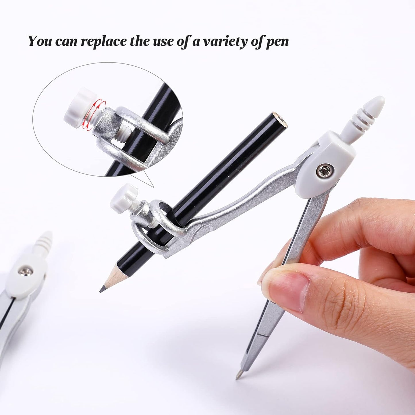 Math Geometry Kit Sets 10 Piece Student Supplies with Shatterproof Storage Box,Includes Rulers,Protractor,Compass,Eraser,Pencil Sharpener,Lead Refills,Pencil,for Drafting and Drawings(Grey)