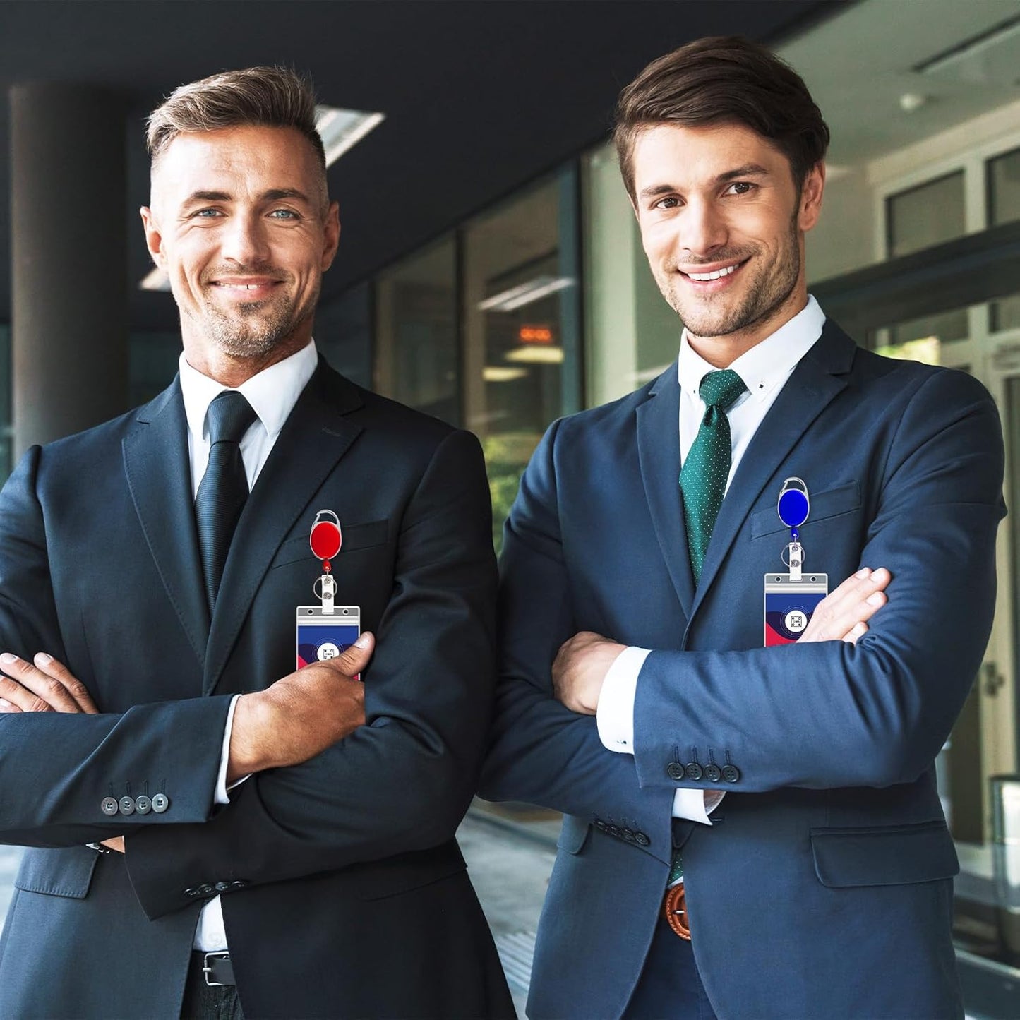 Laumoi Heavy Duty Retractable Badge Holder Reel with Belt Clip Keyring and Waterproof Vertical ID Card Holders for ID Name Card Keychain Badge(6 Colors)