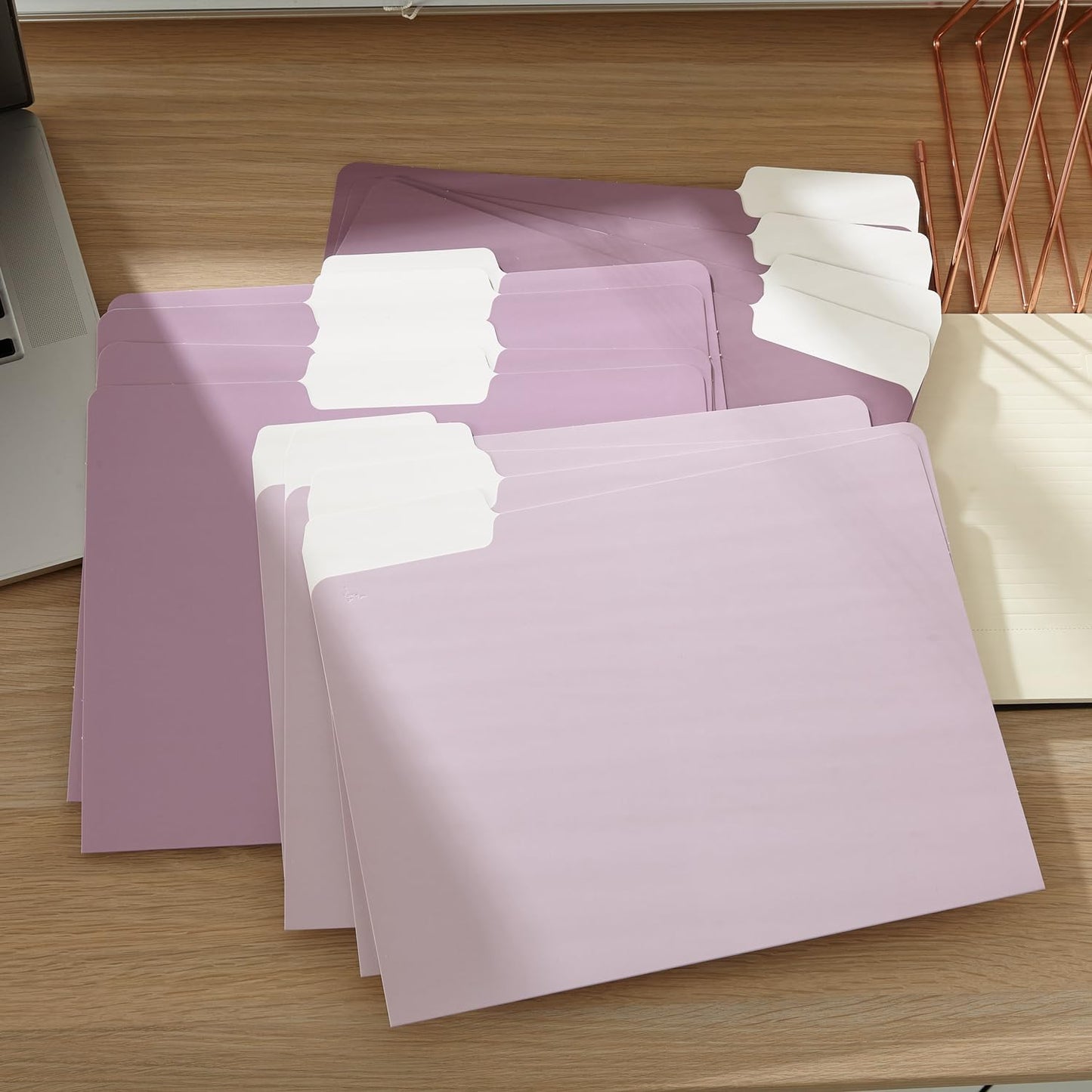 Y YOMA 12 Pack Colored File Folders Letter Size Gradient File Folder with 1/3-Cut Tab Cute Pretty Decorative Heavyweight Filing Folder File Organizers for Office School Home Desktop, Dusty Purple