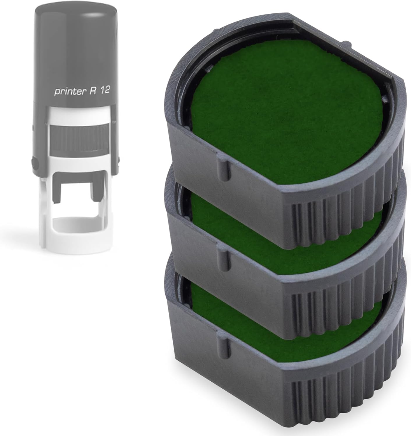 COLOP E/R12 Non-Toxic, Water Based Premium Replacement Pad for Printer R12 Stamp - Pack of 3 - Green