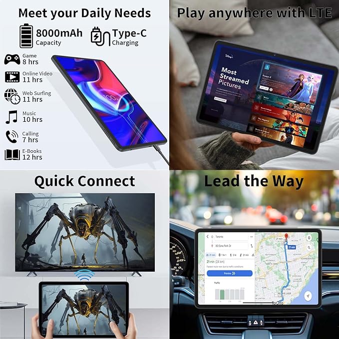 12 Inch Tablet Android 15 Tablets, 2026 Upgraded Android Tablet with Keyboard, 24GB RAM+256GB ROM(1TB Expand), Octa-Core, 2K 2000x1200 Display, 16MP Dual Camera, 8000mAh, 2.4G/5G WiFi, GPS (Silver)