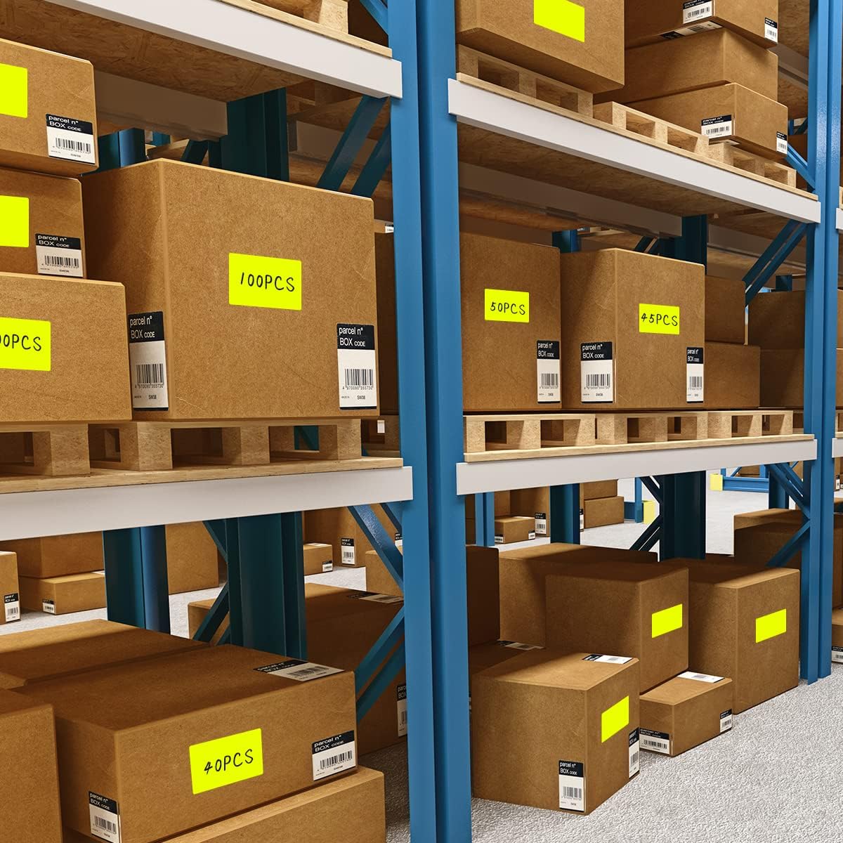 PARLAIM 3" x 5" Rectangle Adhesive Color Code Stickers,500 per Dispenser Box Roll Square Label Inventory Stickers (Fluorescent Yellow)