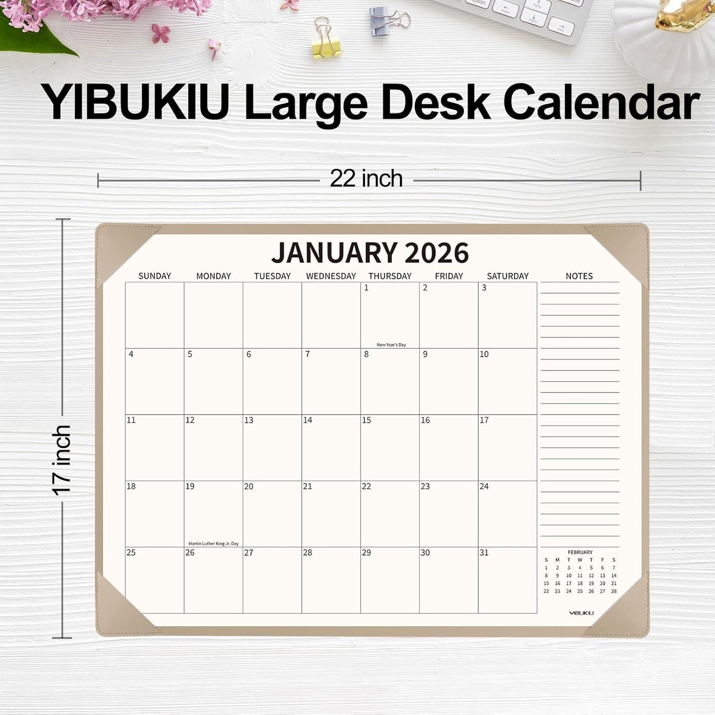 Desk Calendar 2025-2026 Large 22x17, July 2025-December 2026, 18 Months Big Desk Pad Calendar with Desktop Mat and Plastic Cover for Home Office School Planning, Apricot