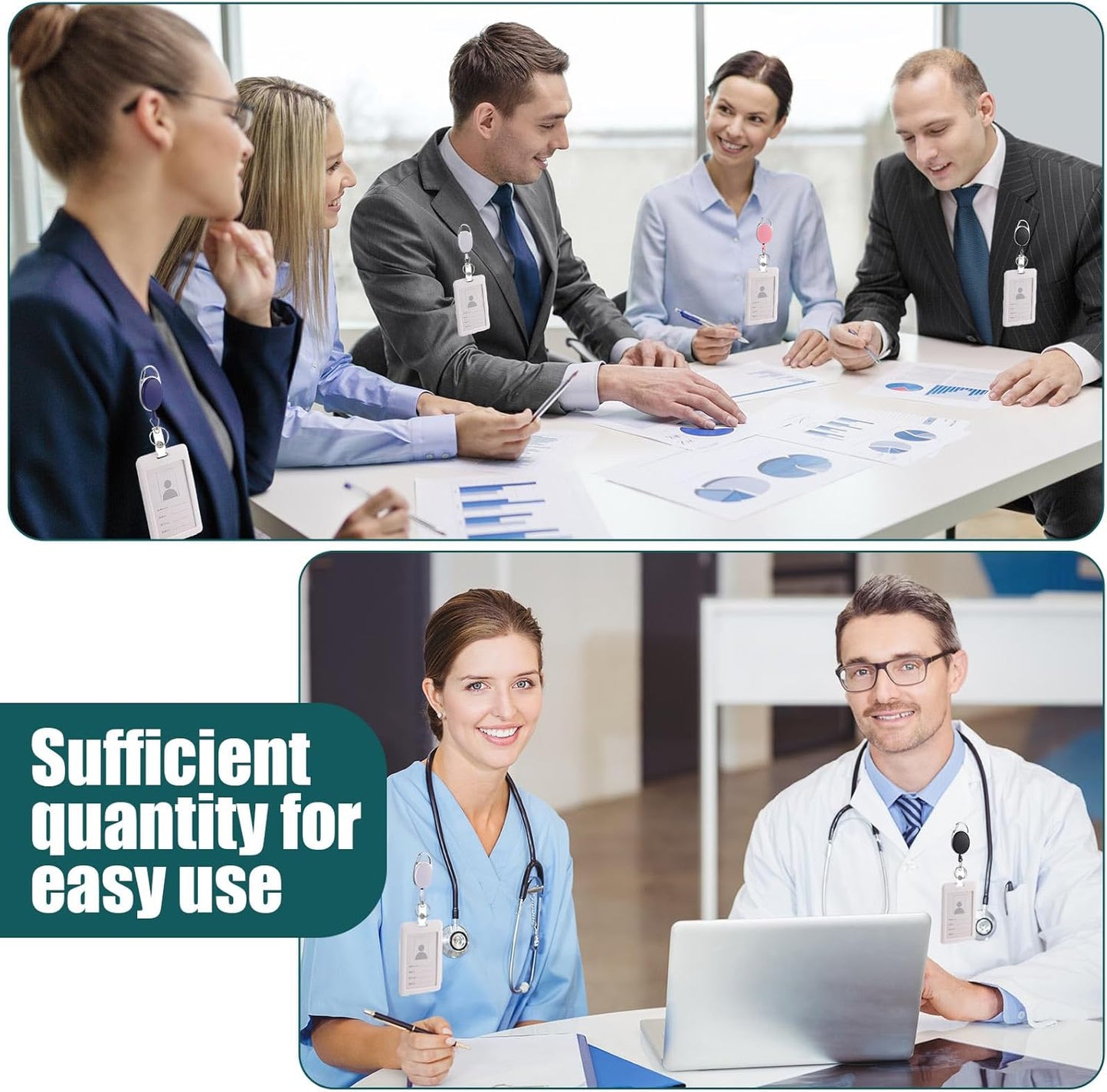 Laumoi 80 Packs Retractable ID Badge Holder Name ID Badge Reel Clips Keychain with Belt Clip and Key Ring for Office Worker Doctor Nurse Employee (Classic Color)