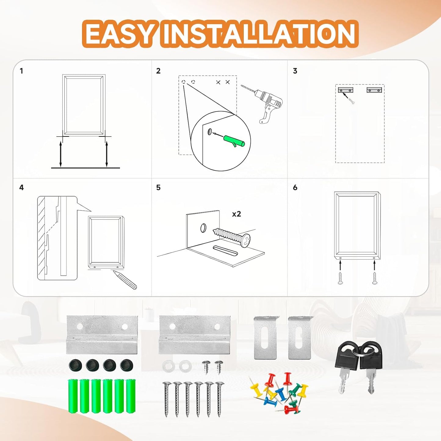 Enclosed Bulletin Board with Locking Door, Outdoor Bulletin Board Weatherproof, Lockable Display Case for Home, Office, and Community Use(23.6“L x 35.4" W Gray)