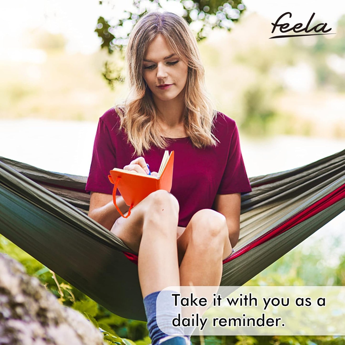 feela 15 Pack Pocket Small Notebooks Bulk, Mini Cute Notepads Hardcover College Ruled Lined Journals with Pen Holder for School Business Memos, with 15 Black Pens, 3.5”x 5.5”, A6, Orange