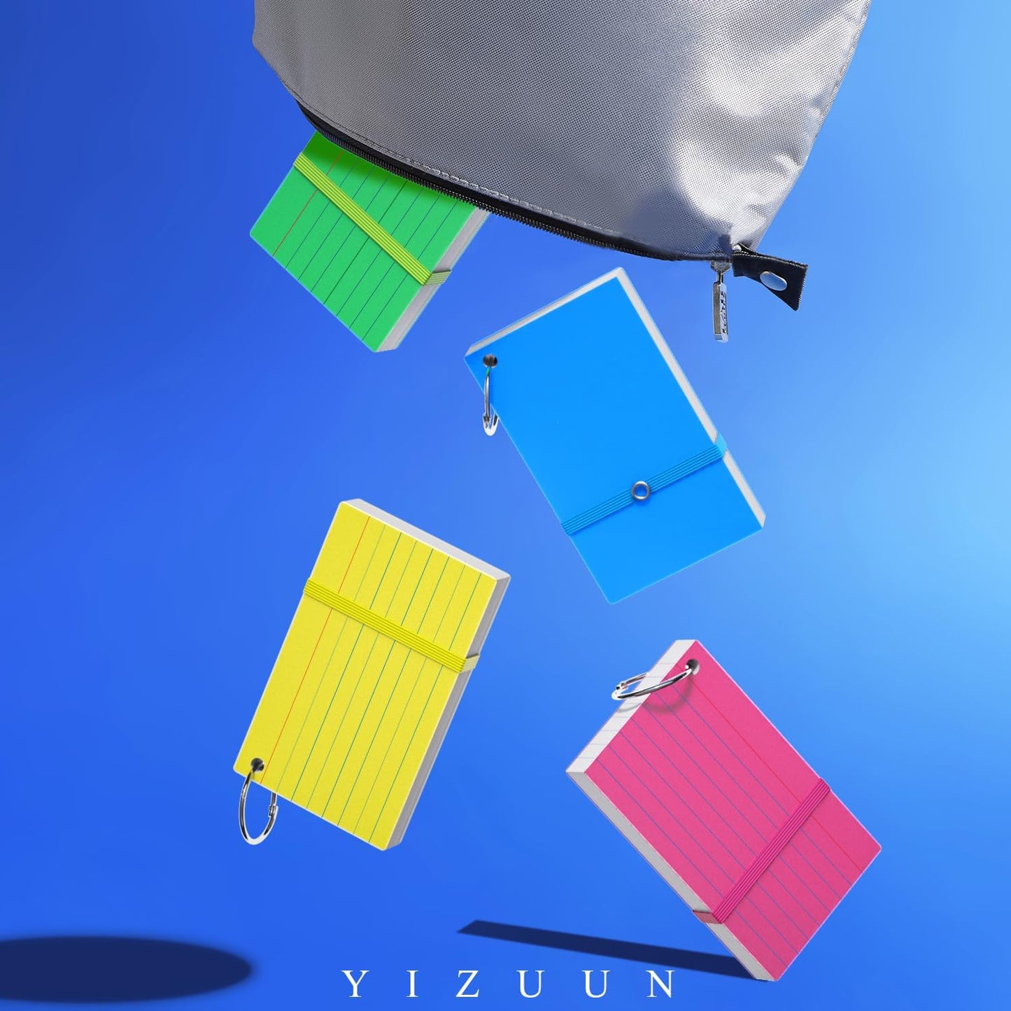 Index Cards 3x5, Flash Cards with Ring, 200 PCS, Ruled Note Cards, Flash Cards for Studying, 4 Packs of 50 sheets, 3x5 Note Cards for Office, Home, School