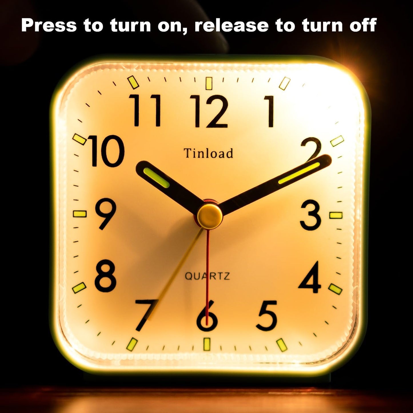 Small Battery Operated Analog Travel Alarm Clock Silent Non Ticking,Gentle Wake, Ascending Beep Sounds, Snooze,Lighted on Demand,Easy Set (Mint Green)