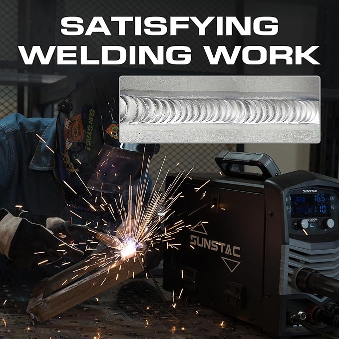 MIG Welder, 200A 110V/220V MIG/Flux Core/Spool Gun/Lift TIG/Stick 5 in 1 Aluminum MIG Welding Machine, IGBT Inverter Synergic Control, Digital Screen Display, Over Loading Protection