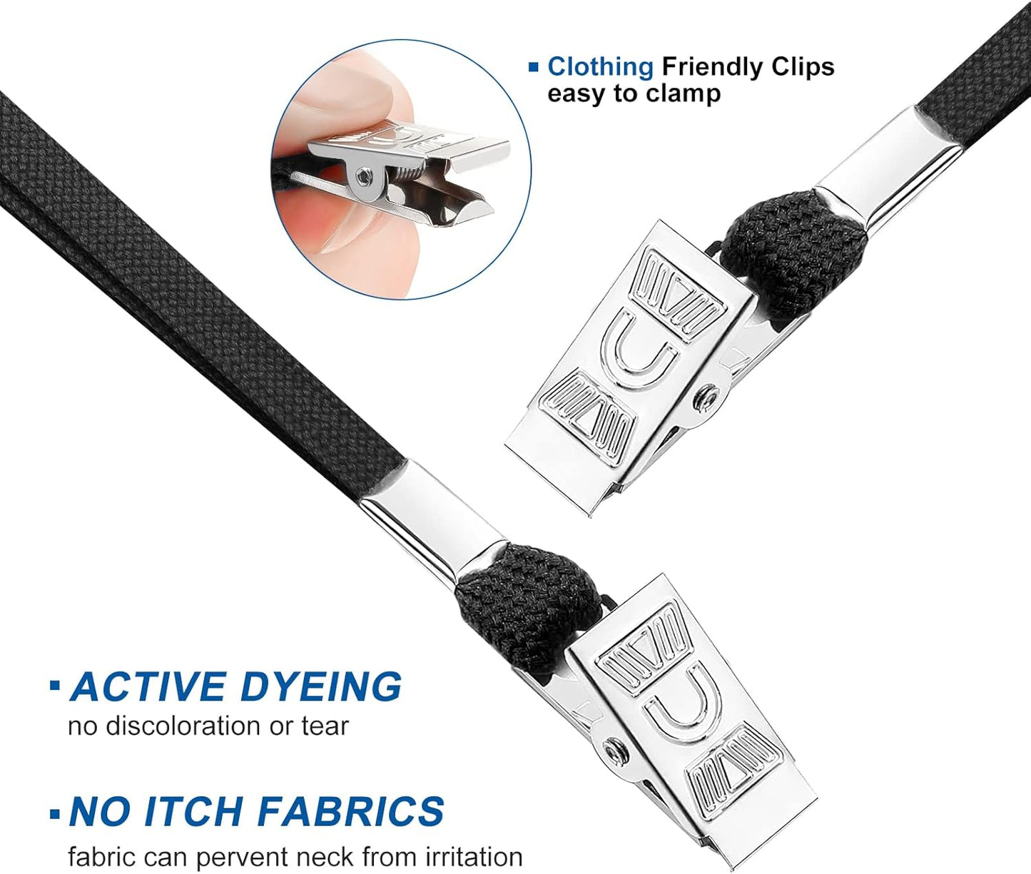 100Pcs Lanyards for Id Badges and 100 Pcs Clear Plastic Horizontal Name Badge ID Card Holders, Flat Neck Lanyards with Clip Waterproof Resealable Name Tag Badge ID Card Holders, Black