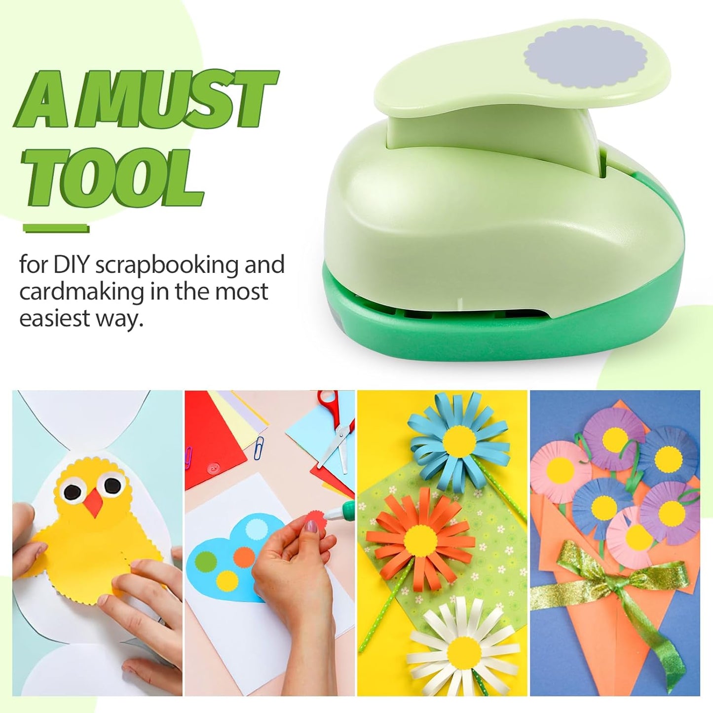 UCEC 2 inch Scallop Circle Punch, Circle Ware Punch, Craft Lever Puncher, DIY Handmade Paper Punches for Paper Crafting Scrapbooking Cards Arts