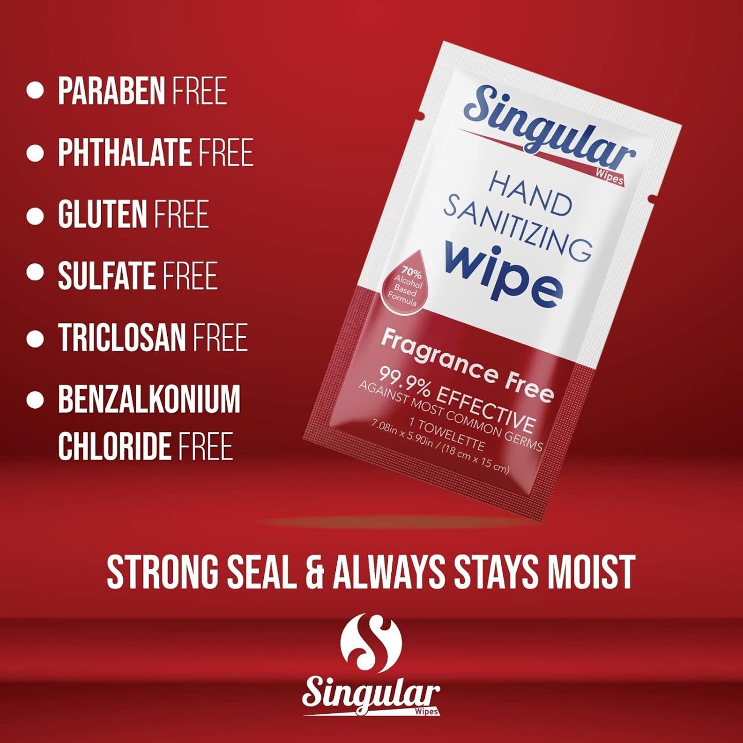 Hand Sanitizing Wipes Travel Size by Singular Wipes –30ct Individually Wrapped | Fragrance-Free, Moisturizing, 70% Isopropyl Alcohol Wipes | Travel, Home, Office, Daily Use | Made in USA