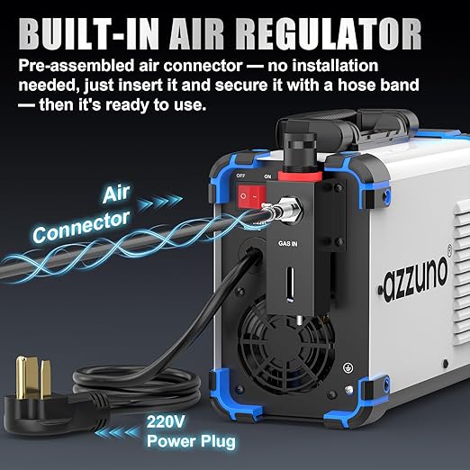 AZZUNO Plasma Cutter 55Amps, Non-Touch Pilot Arc, 110/220V Dual Voltage Large LED Display Plasma Cutting Machine, IGBT Inverter Air Sensor Technology, Max Cut 3/4" Plate/Mesh Cutting