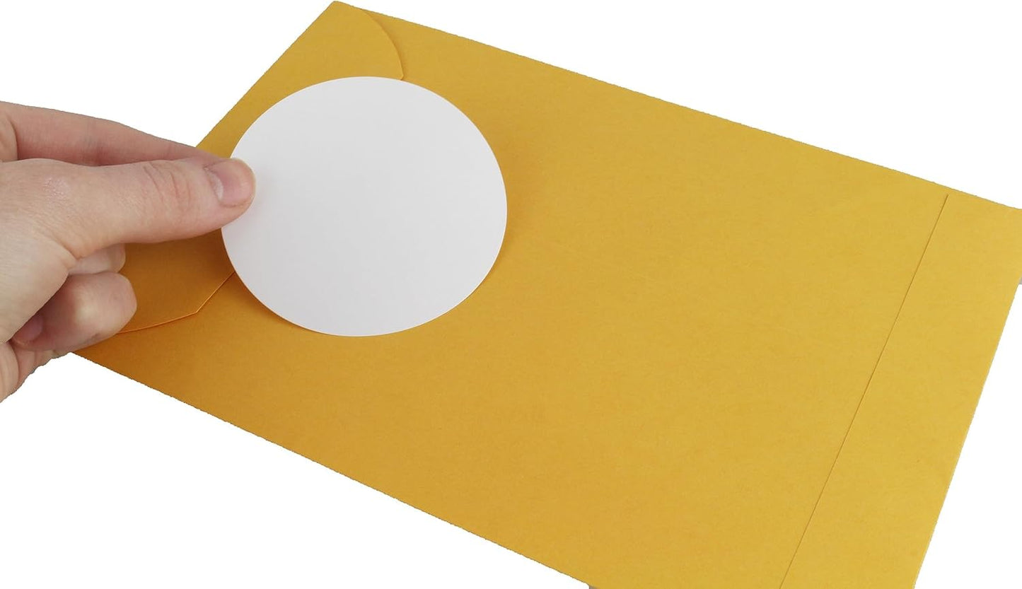 ChromaLabel 3 Inch Circle Sticker Labels, Blank Stickers to Write On, High Visibility Round White Stickers for Labeling and Organization, 500 Sticky Dots per Roll, White - Case of 5