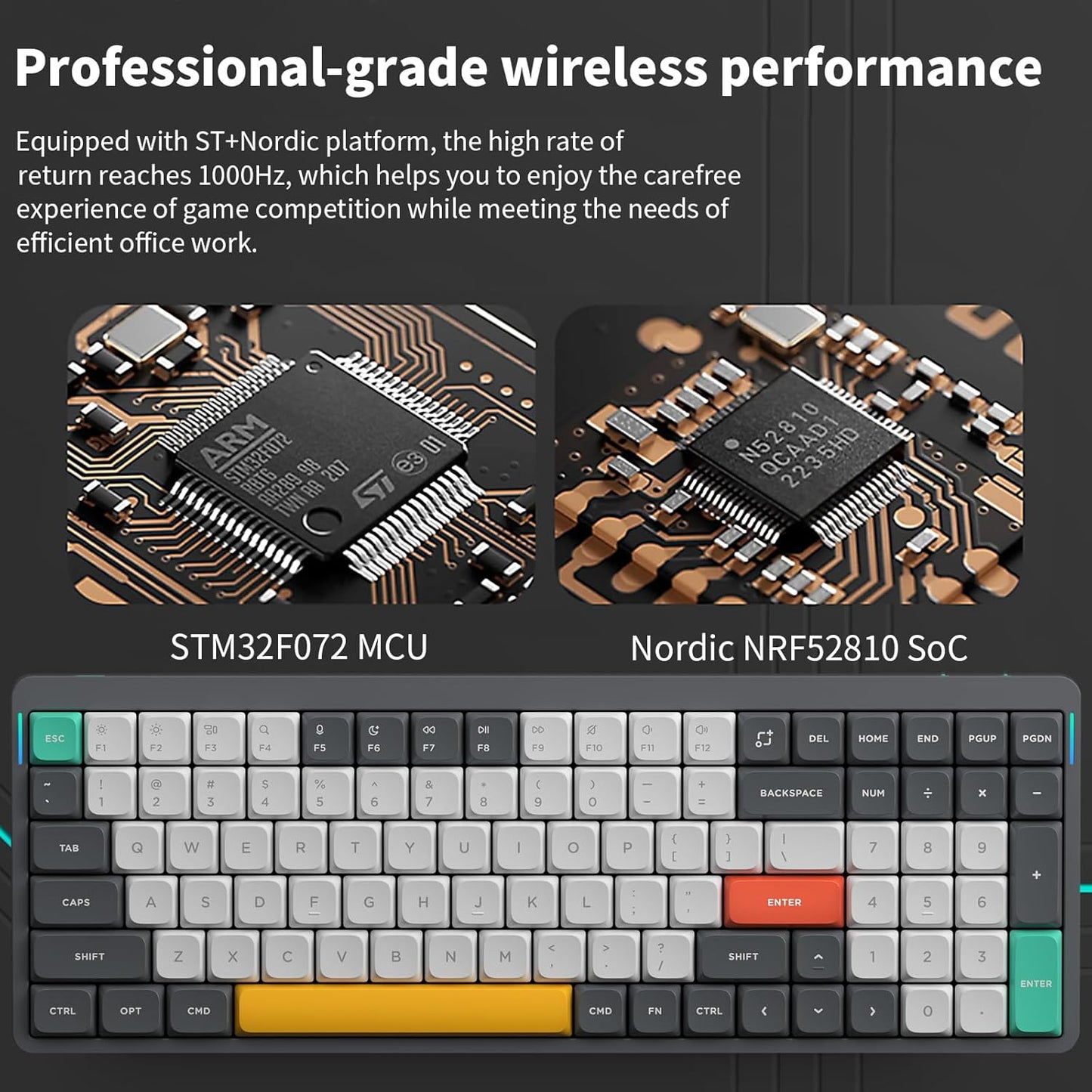 nuphy Air96 V2 Wireless Mechanical Keyboard,100 Keys RGB Backlit Keyboard,Supports Bluetooth 5.1,2.4G and Wired Connection,for PC/Laptop/Windows/Mac -Grey Gateron Brown Switch