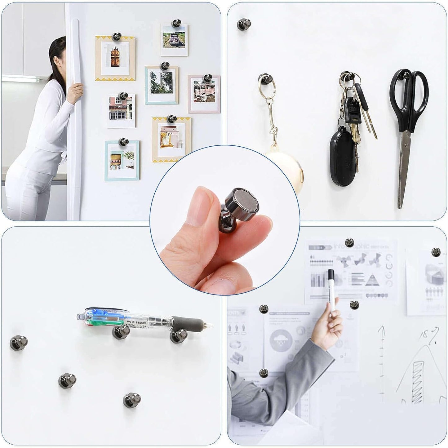 65Pcs Black Magnetic Push Pins, Fridge Magnets for Whiteboard, Small and Strong Push Pin Magnet s for Classroom, Magnetic Decorative, Office, Dry Erase and Map Magnets
