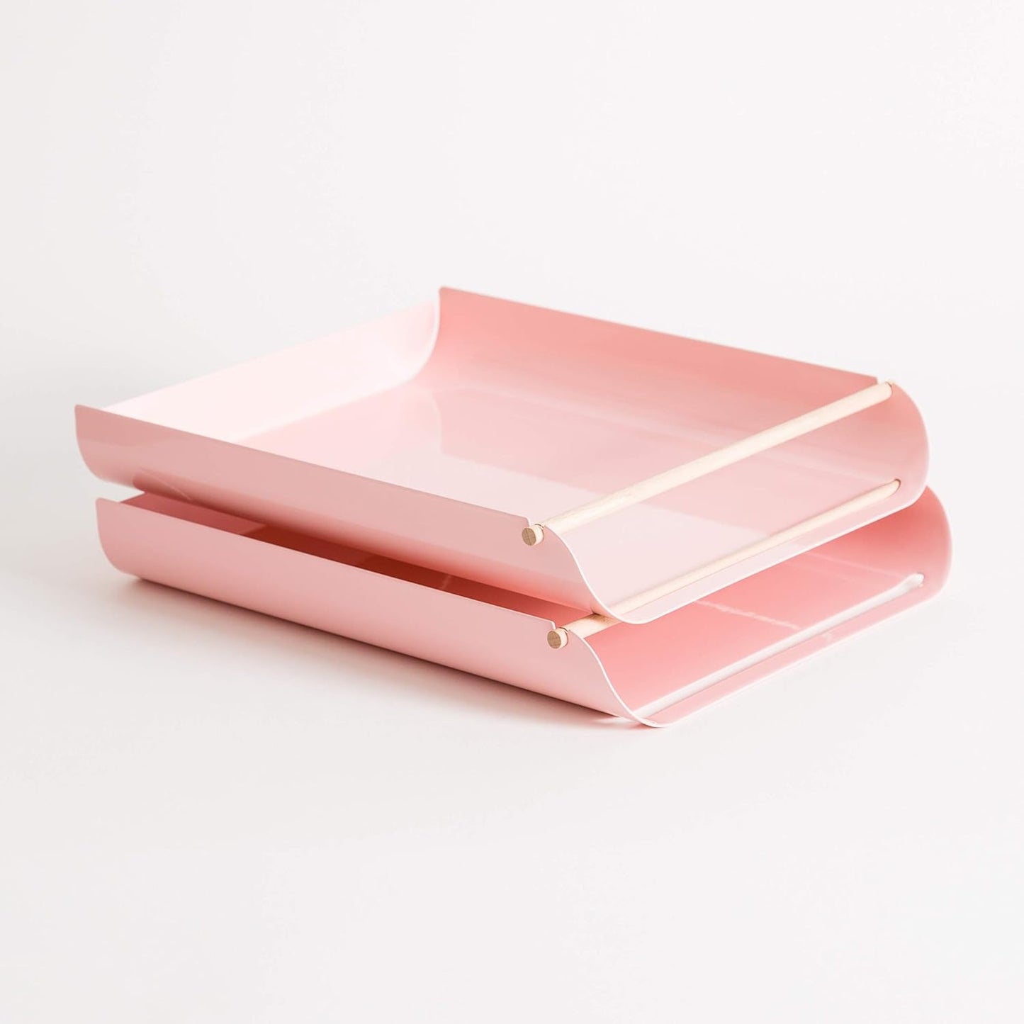 U Brands Metal Paper Tray, Letter Size, Desktop Accessory, Arc Collection, Pink, 3552A02-06