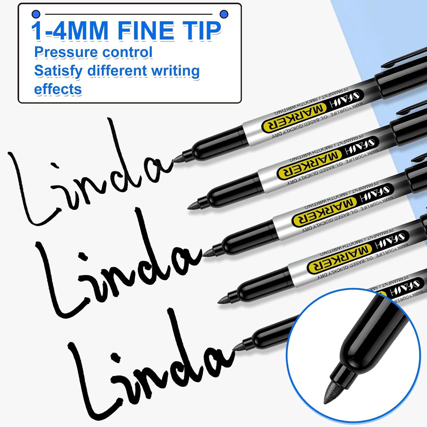 SFAIH 100 Black Permanent Markers Bulk -1s Quick Dry, Waterproof, Non-Fading, Durable, Fine Point Permanent Pens for Plastic Glass Metal Wood Paper, Office Supplies, Classroom Kitchen, Cargo Marking