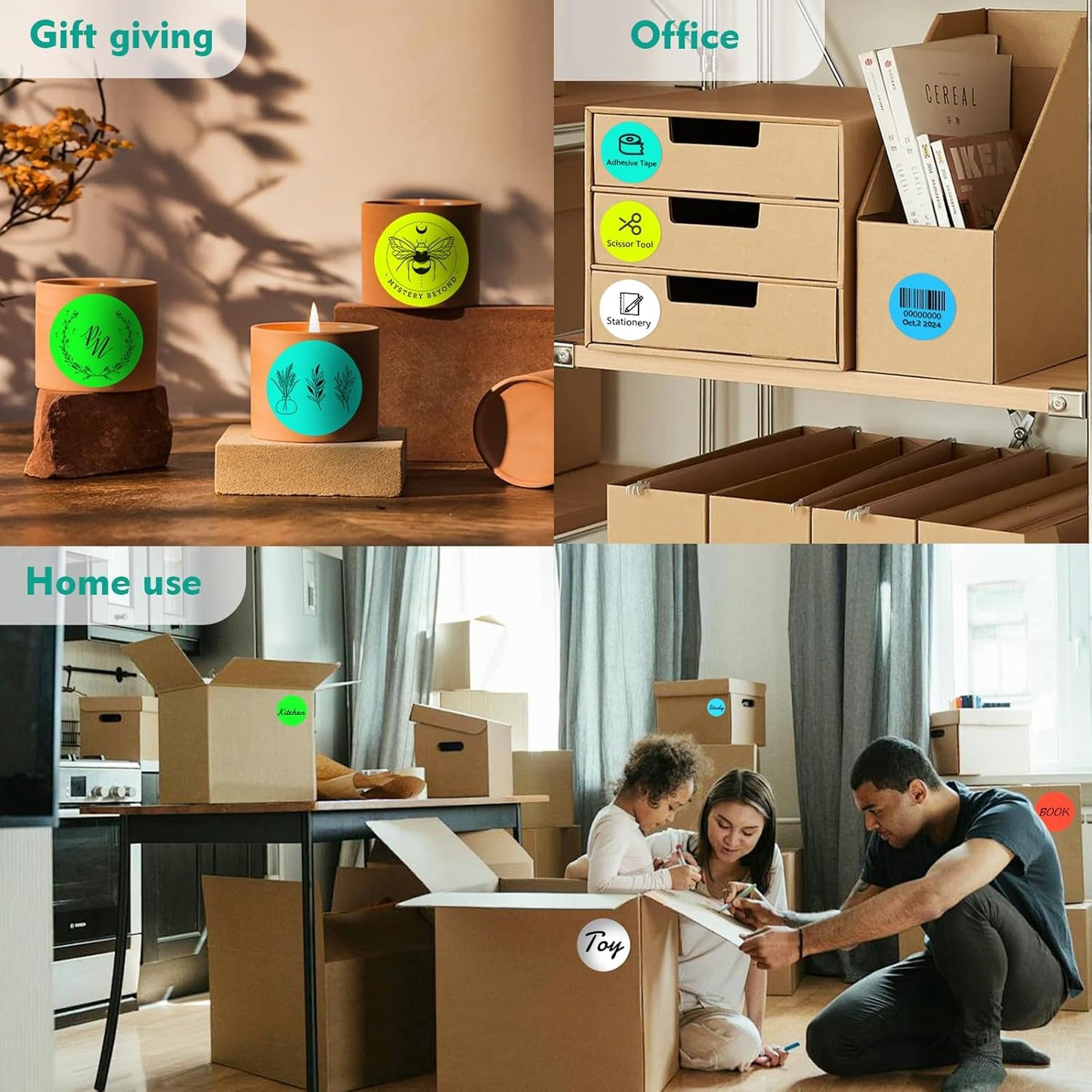 3 X 3 Inch Color Coding Dot Labels Circle Thermal Printable Waterproof 2000 Pcs Round Stickers Adhesive Writable for Office, Home, Garage, DIY Sticker, Barcodes, Name Tag, Watercolor Green