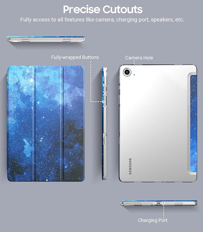 TiMOVO Case for Samsung Galaxy Tab A9+/A9 Plus 11" 2023, Slim Soft TPU Translucent Frosted Back Protective Cover for Galaxy Tab A9+ Tablet SM-X210/X216/X218, Auto Wake/Sleep, Blue Starry Sky