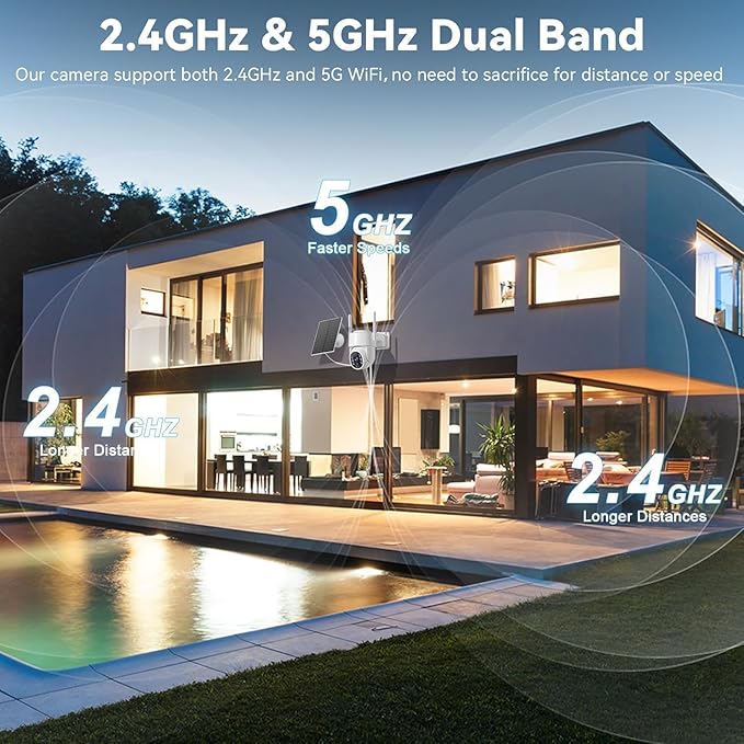 Solar Security Cameras Wireless Outdoor, 5G/2.4GHz WiFi Outdoor Security Camera for Home Security, Solar Powered Security Camera, Human Detection, Color Night Vision 1-Pack