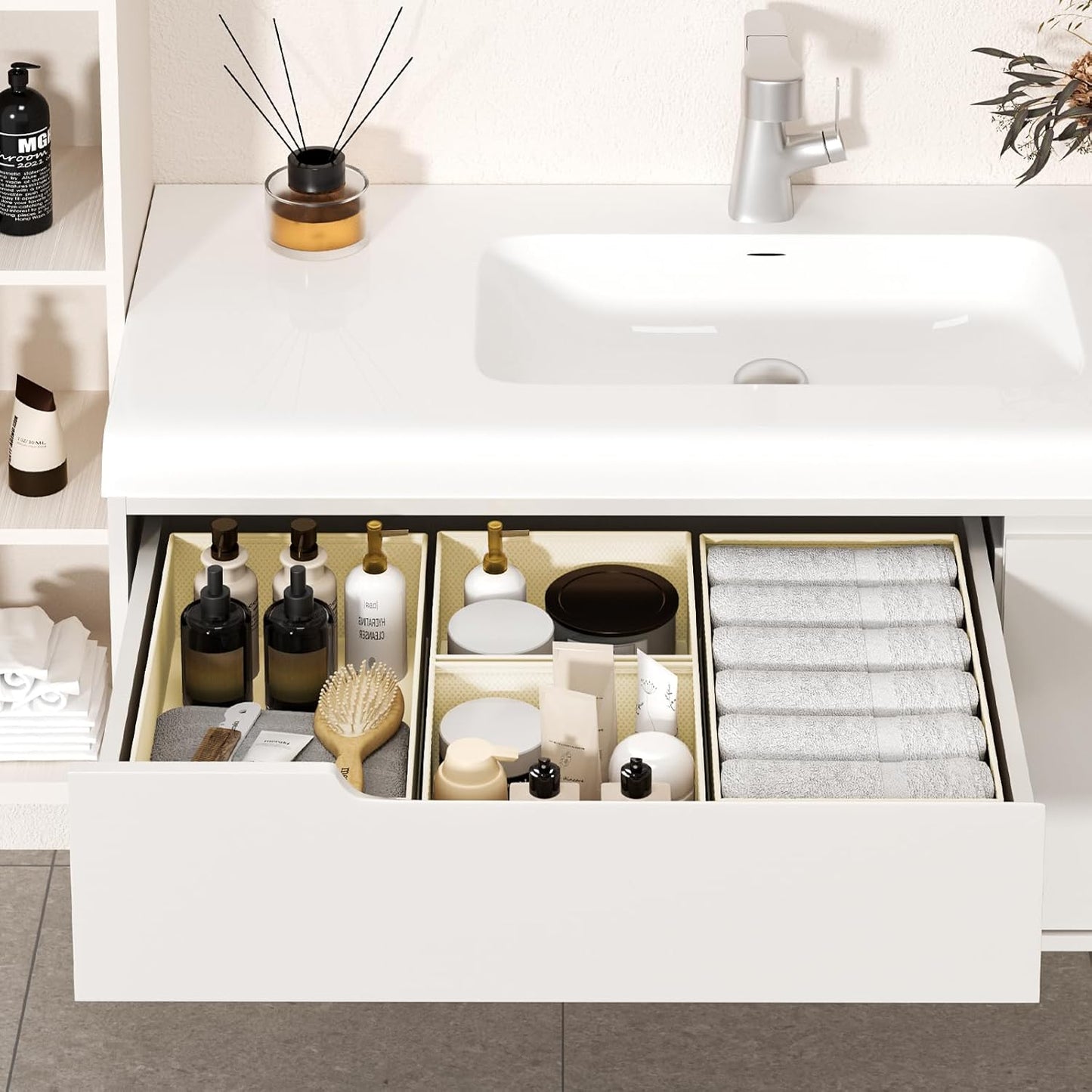 DIMJ Drawer Organizer Clothes - 20 Pack Closet Drawer Organizer Bins for Baby Clothes Storage, Fabric Dresser Organizer for Nursery Bedroom, Foldable Small Drawer Dividers for Underwear Socks