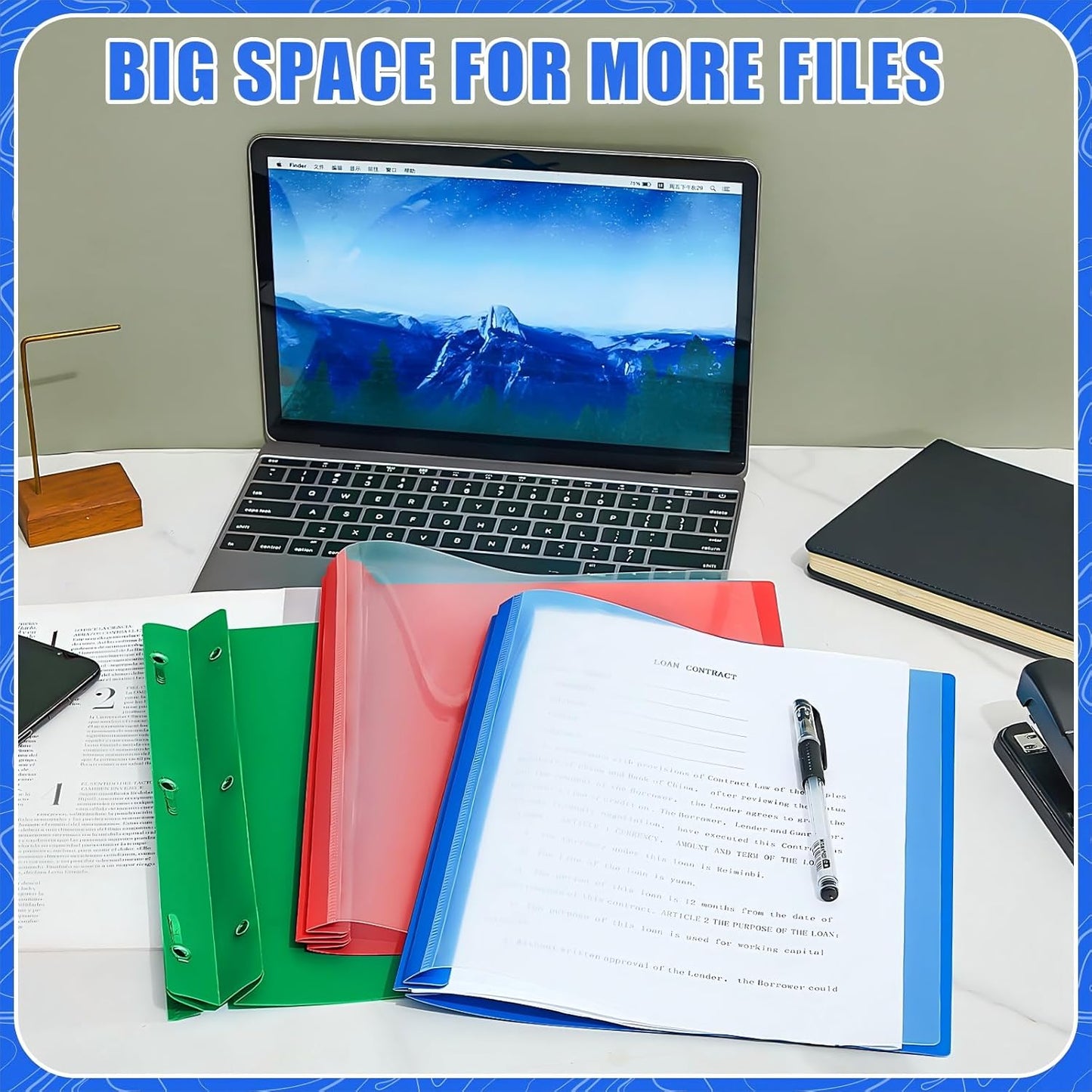 Teling 48 Pcs Clear Front Report Covers with Prongs Plastic Presentation Folders 3 Prong Resume Portfolio Folder for School(Multicolor)