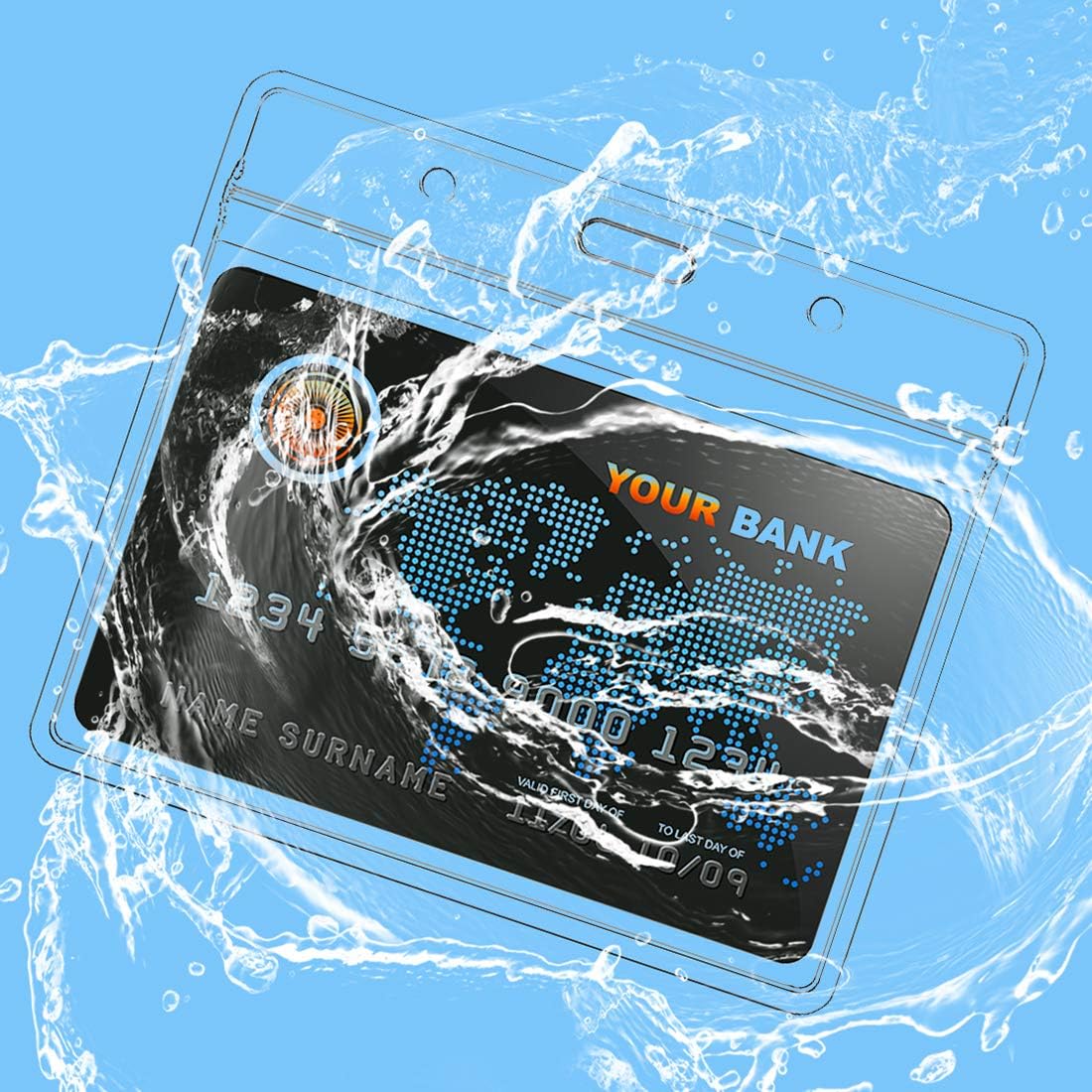 Bird Fiy Lanyards with id Holder Name Badges 50 Pcs Waterproof Plastic Horizontal Name Tag Badge Id Card and 50 Pcs Lanyard (Orange)