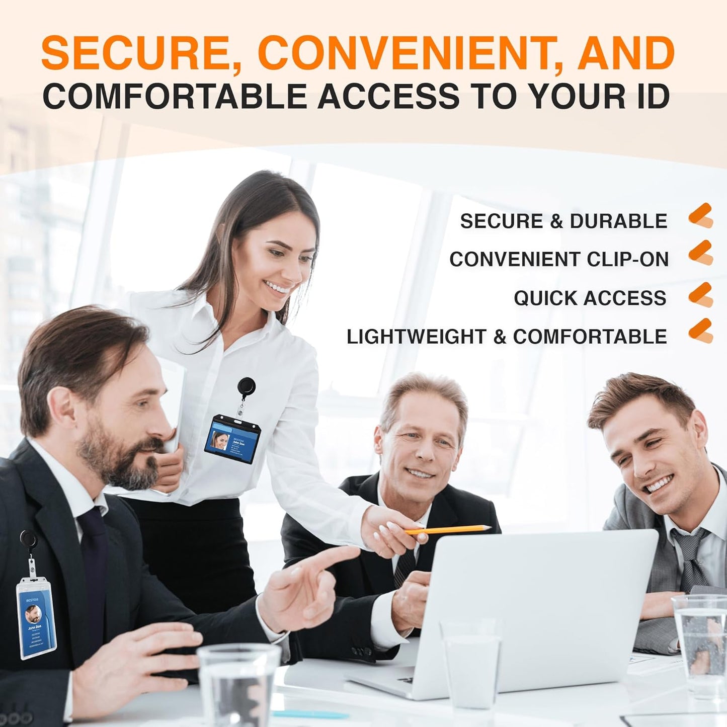 100 Pack Badge Reels: Retractable Badge Holder with Clip, Id Badge Reel, ALLIGATOR SWIVEL Offering Clear Vinyl Strap, NO TWIST DISPENSER - BLACK