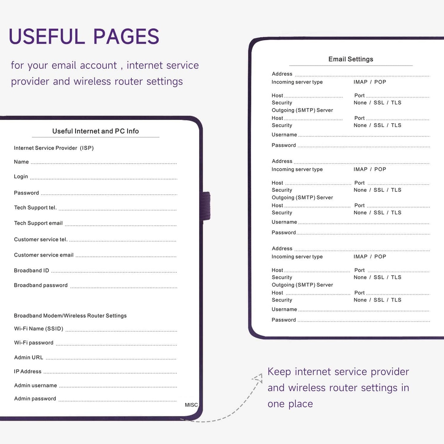 Password Book with Alphabetical Tabs – Hardcover Internet Address & Password Organizer – Password Keeper Notebook for Computer & Website – 5.2 x 7.6" Log-in Password Journal w/Thick Paper (Purple)