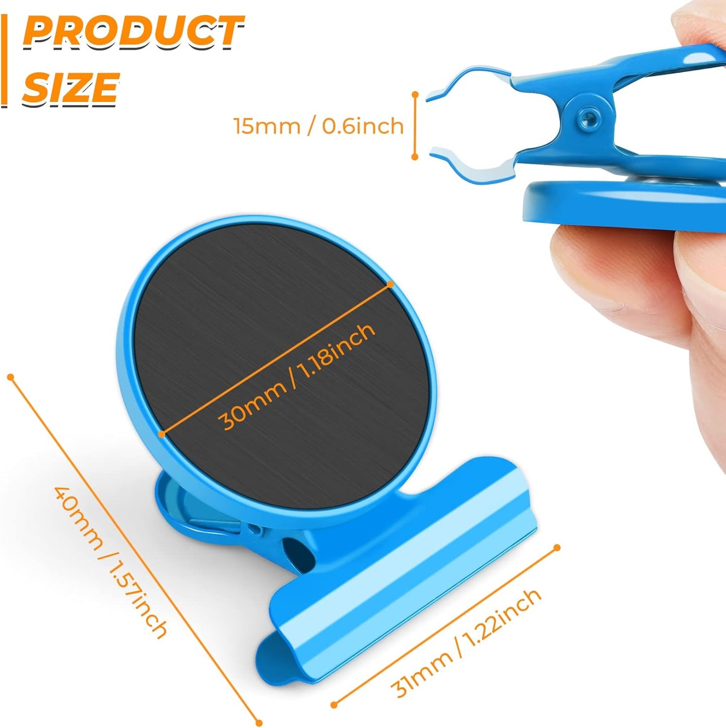 VNDUEEY 20 Pack Magnetic Paper Clip Dispenser Holder, Paperclip Dispenser for Desk, School, Office, Fridge Magnets Refrigerator Magnets, Magnet Clips for Whiteboard Locker (Blue) 