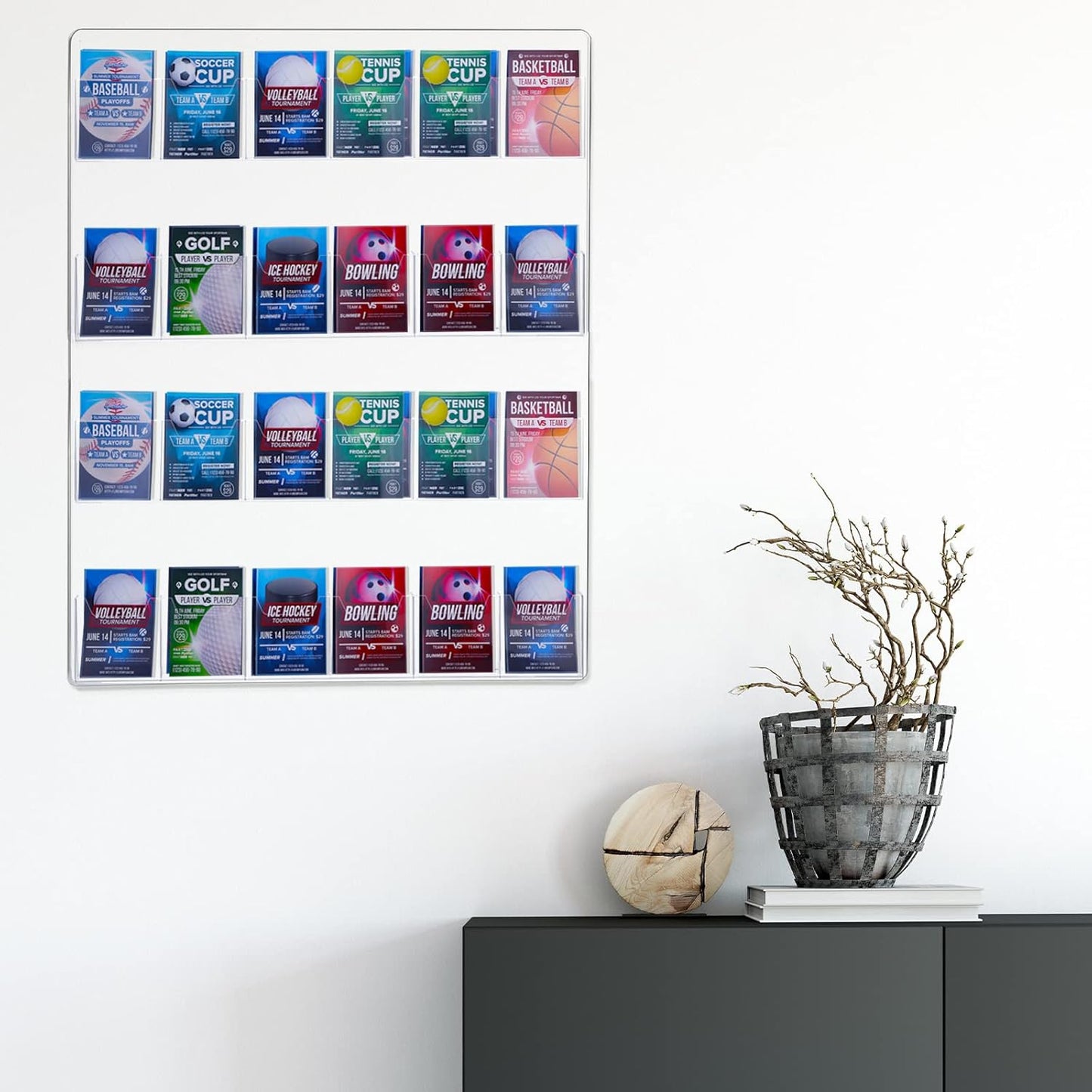 Weysat Acrylic Brochure Pamphlet Holder Brochure Display Stand Business Tri Fold Multi Slot Holder Rack Wall Mount Clear Pocket Space Saver for Flyer Literature Menu Advertise(1 Piece)