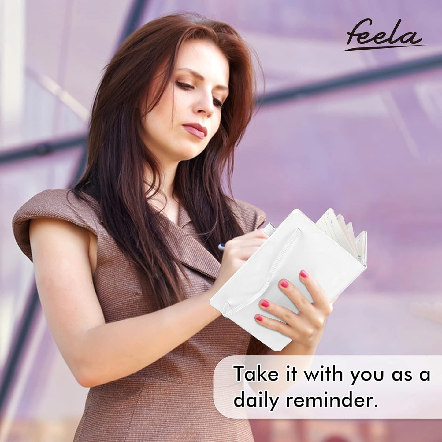 feela College Ruled Notebooks, 24 Pack Business Notebook Hardcover Lined Writing Journal with Pen Holder for Men Women Note Taking, with 24 Black Pens, 120 GSM, 5.1”x8.3”, A5, White