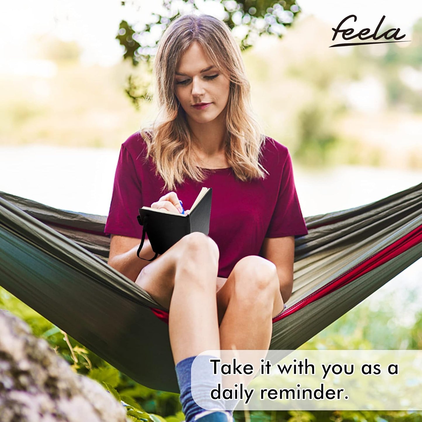 feela 15 Pack Pocket Small Notebooks Bulk, Mini Cute Notepads Hardcover College Ruled Lined Journals with Pen Holder for School Business, with 15 Black Pens, 3.5”x 5.5”, A6, Black Navy Dark Green