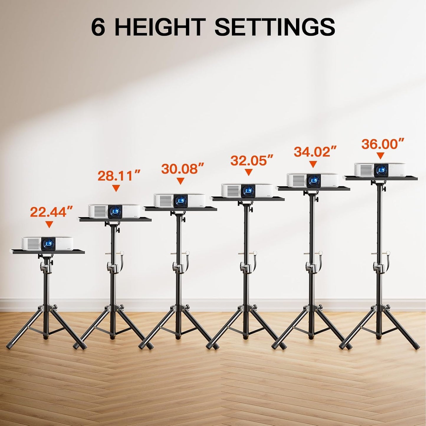 AMADA Projector Stand, Laptop Stand with Adjustable Height 22 to 36 inch, Heavy Duty Projector Mount as DJ Racks, Portable Projector Tripod Stand, Tall Floor Stand for Office, Home, Stage or Studio
