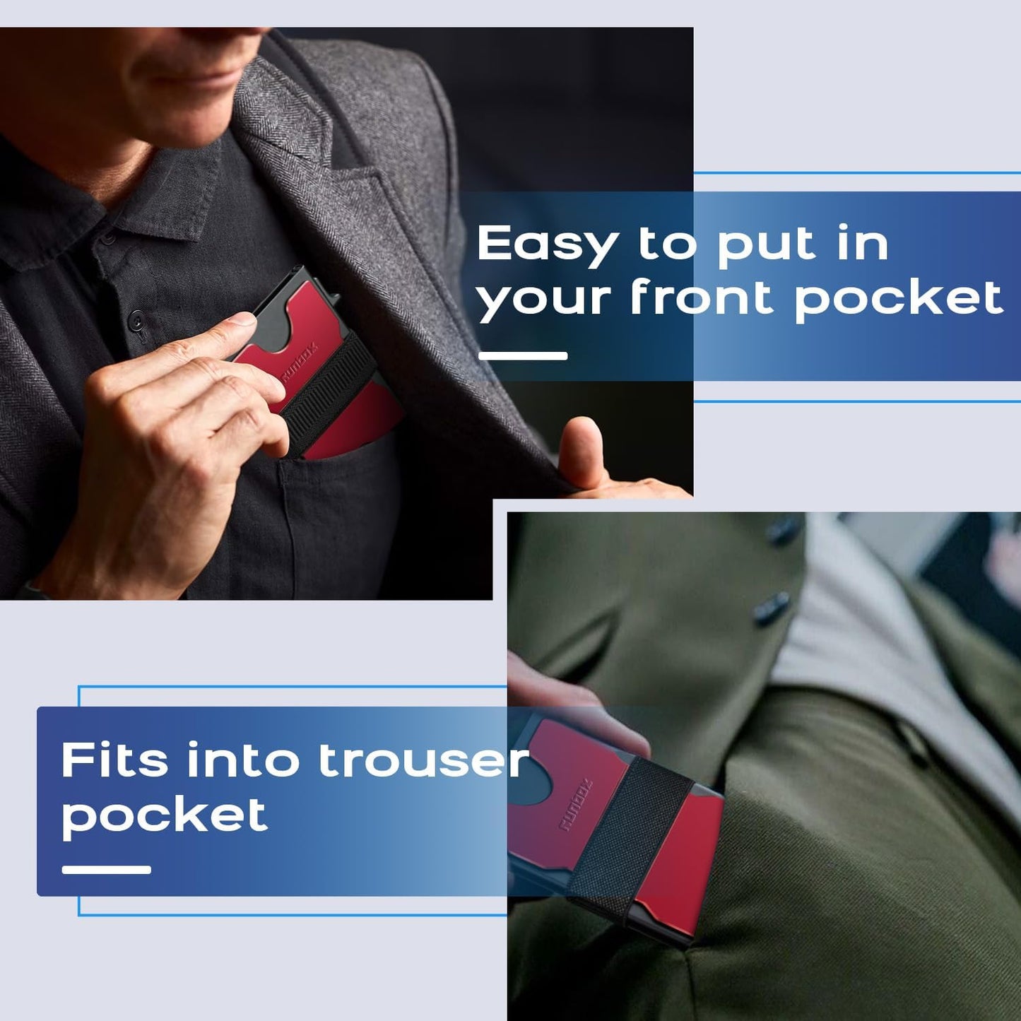 Slim Card Holder Wallet for Men, Minimalist RFID Blocking Wallet with Pop Up Function, Ultra-Thin Design, Metal Business Card Cases holds 12+ Cards, Gifts for Men, Men's Accessories