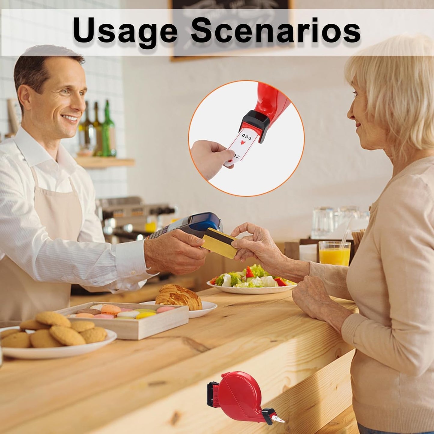 Take a Number Dispenser Ticket Dispenser Ticket Number Dispenser with 1 Roll 3 Digit Ticket Roll 2 Groups Number from 000-999 (3 Digit, red)