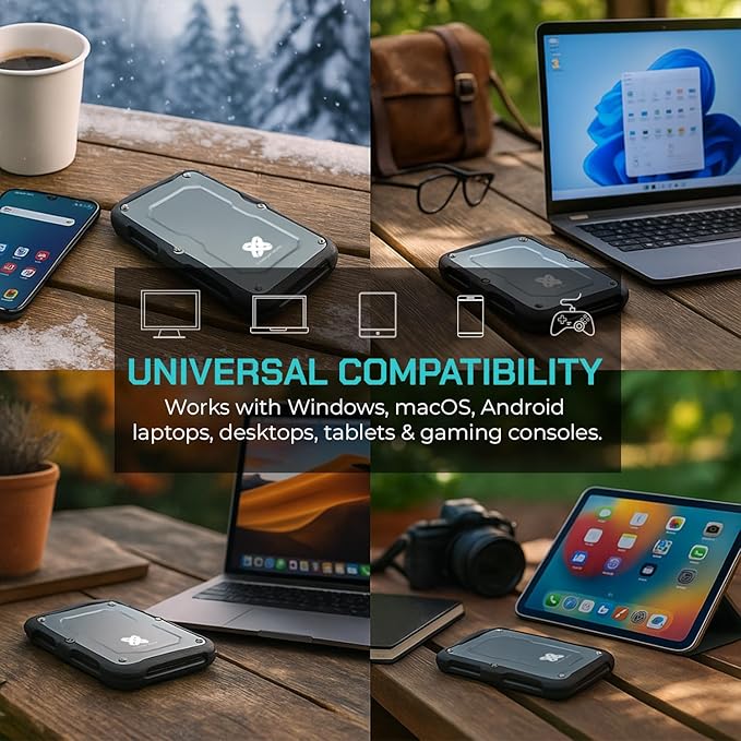 Titanium Micro 8TB External SSD, Titanium One Portable SSD - Up to 550MB/s, USB 3.2 Gen 2 USB-C USBA, Rugged IP66 Water Resistance, Drop Proof, External Solid State Drive Storage for PC Mac Smartphone