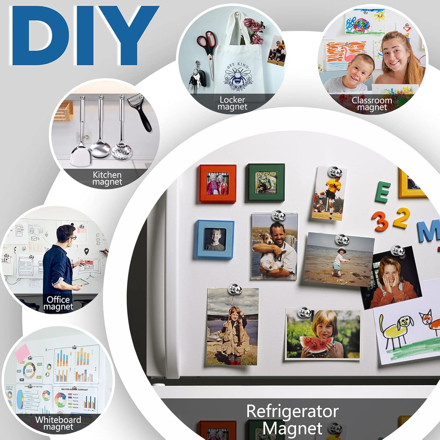 LOVIMAG 50Pcs Fridge Magnets Strong Adult Magnet for Whiteboard, Office, Classroom, Map