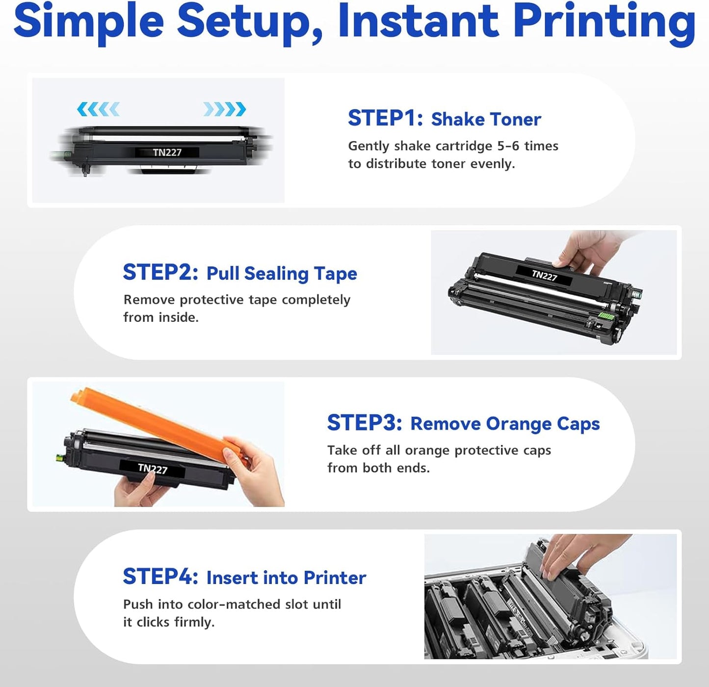 TN227 TN-227 Toner Cartridges 4Pack HL-L3210CW HL-L3270CDW HL-L3230CDW Compatible for Brother TN227 Toner Cartridges Combo Pack Compatible for HL-L3290CDW MFC-L3710CW MFC-L3770CDW HL-L3230CDN Printer