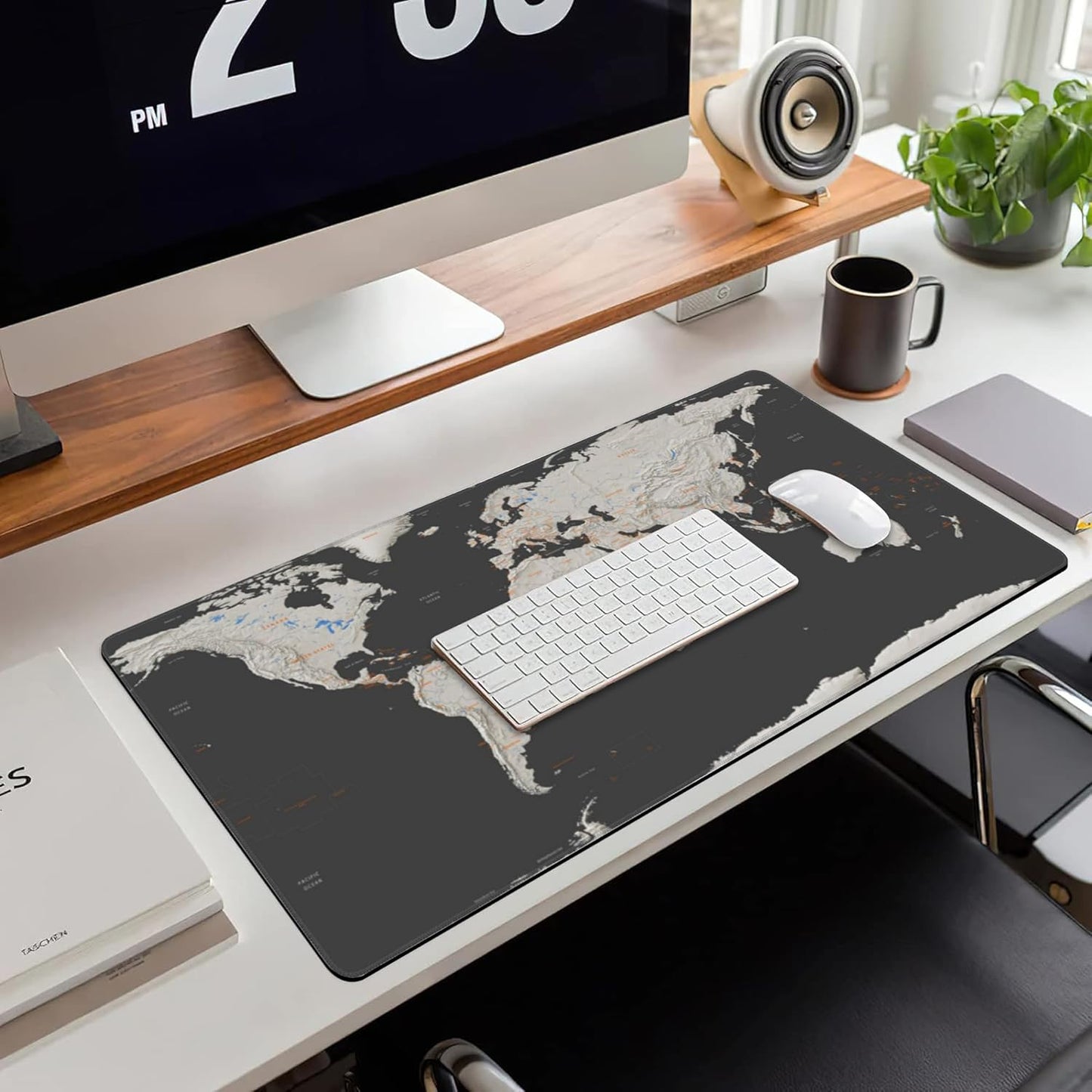 Desk Mat, Vintage World Map Extended Large Gaming Mouse Pad XXL, Non-Slip Rubber Base Stitched Edges Long Computer Keyboard Desk Pad Mouse Mat for Home Office Gaming 35.4"X15.7"