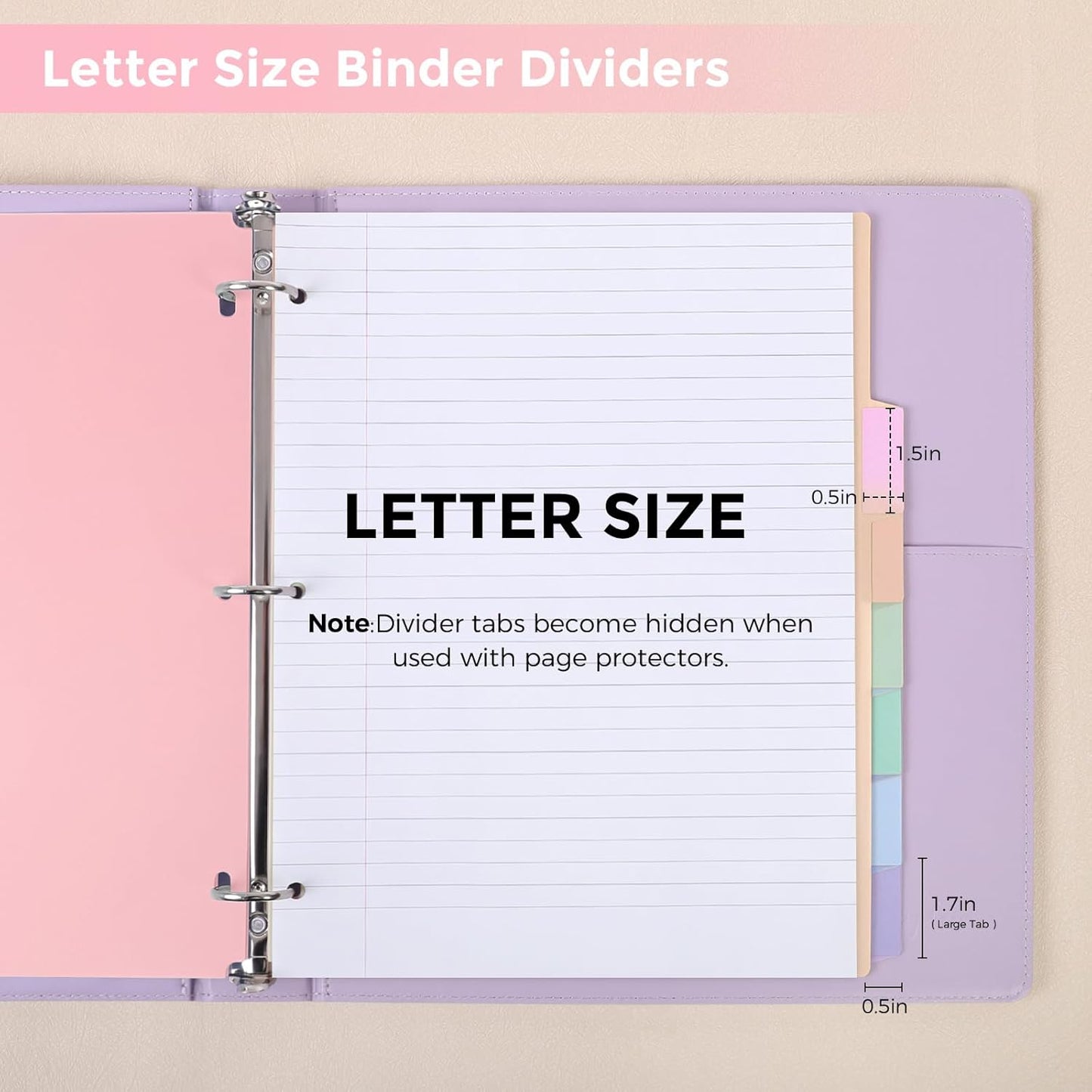SKYDUE Durable Plastic 8-Tab Dividers,Big Tab Dividers for 3 Ring Binder, Write&Erase 3 Ring Binder Dividers with Tabs,with Sticker Labels