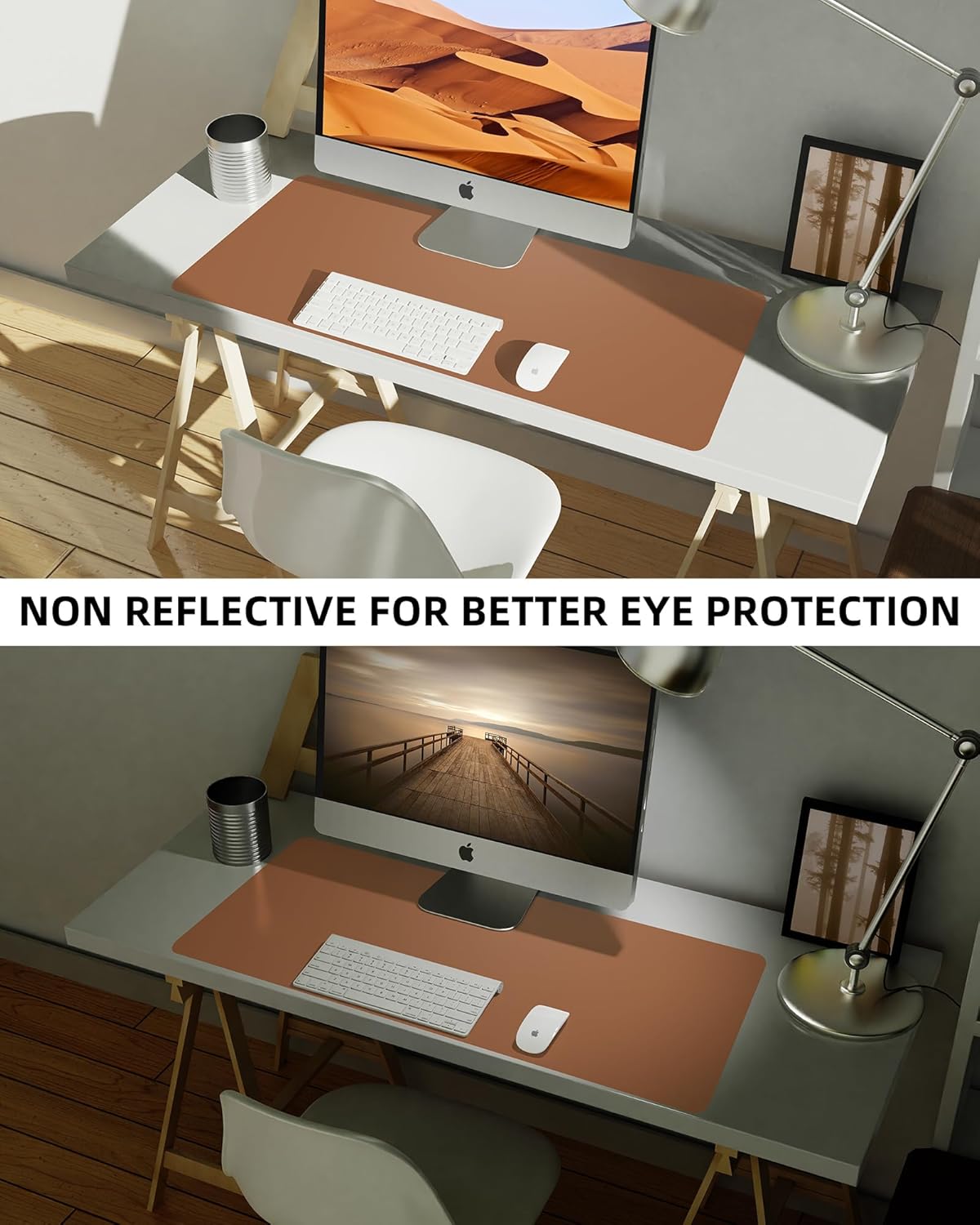 Leather Desk Pad Blotter,Mouse Pad,Office Desk Mat, Non-Slip PU Leather Desk mat,Large Desk mat,Waterproof Keyboard mat for Office/Home/Decor (Brown,31.5" x 15.7")