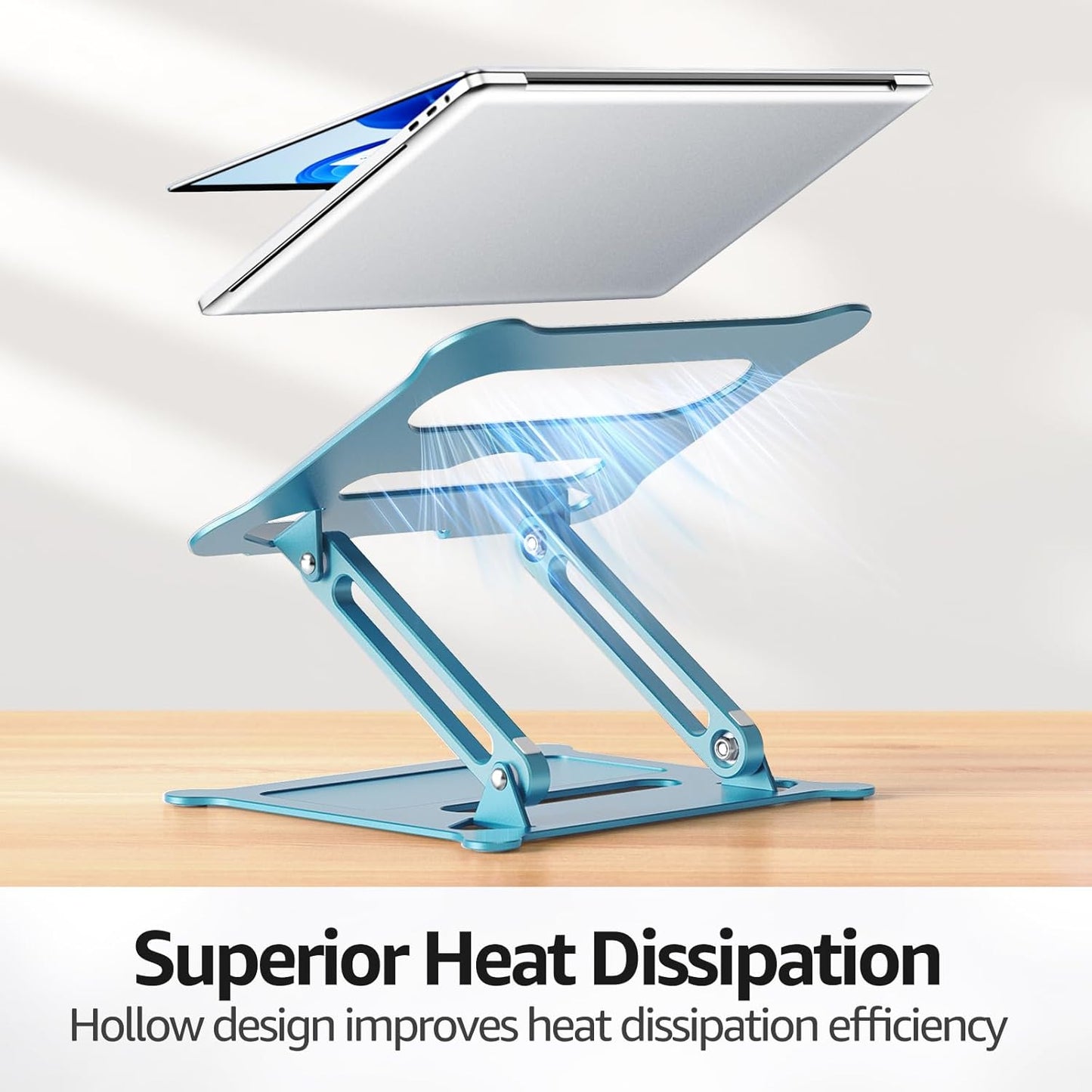 Urmust Laptop Notebook Stand Holder Adjustable Ultrabook Stand Riser Portable Compatible with MacBook Air Pro HP Dell XPS Lenovo All laptops 10-15.6"(Blue)