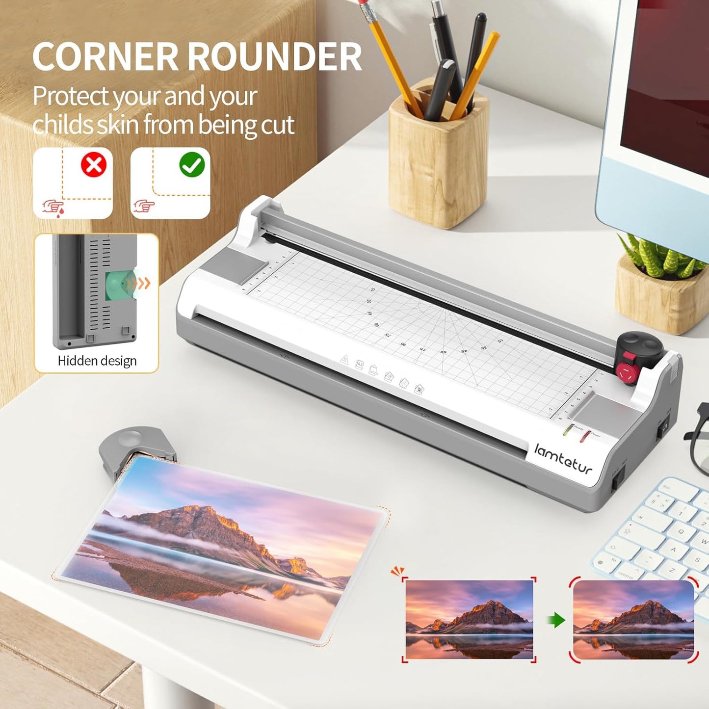 Laminator Machine 11X17 with 70Letter Size Laminating Sheets for A3/A4,13Inch Wide Thermal Hot&Cold 2Roller Lamination Laminated 3-5mil for Office Home School Teacher,with Paper Cutter,Corner Rounder